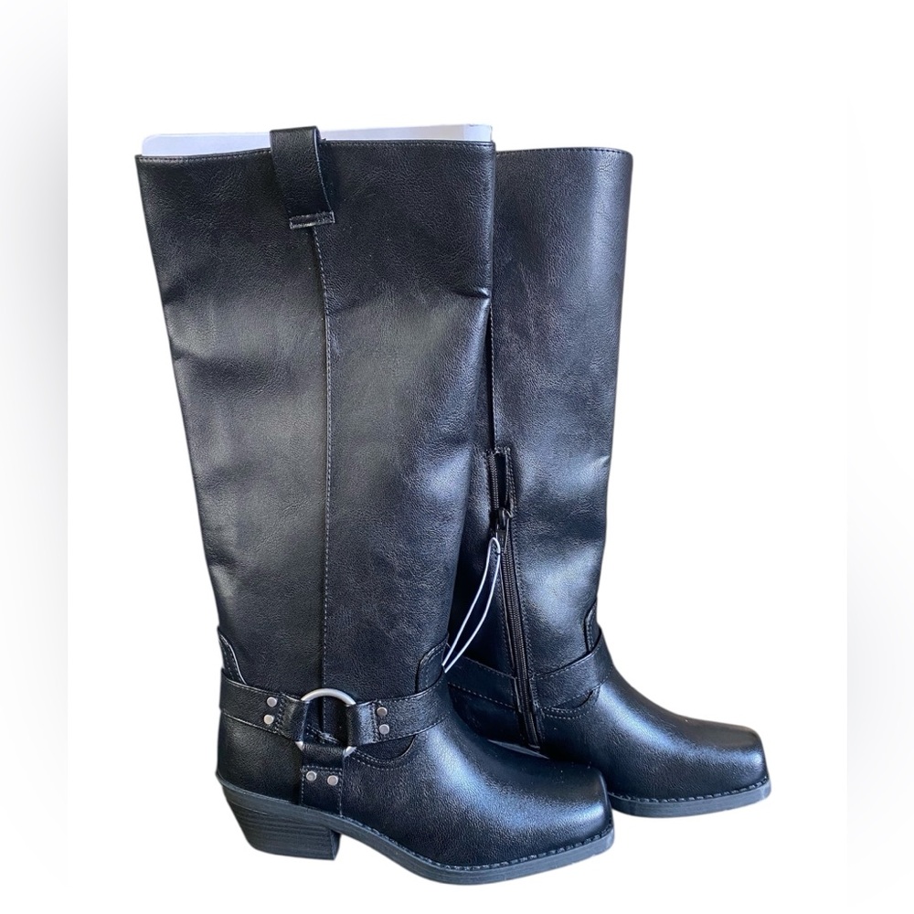 Universal Thread Black Knee High Boots Harness Buckle Riding Boots Women 7